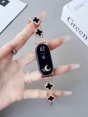 Xiamo mi Rose Gold Bracelet Strap with Black Clover Accents